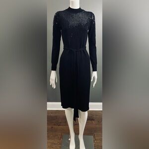 Vince Camuto Black Long-Sleeve Knit Dress with Sequin Accents Size Small